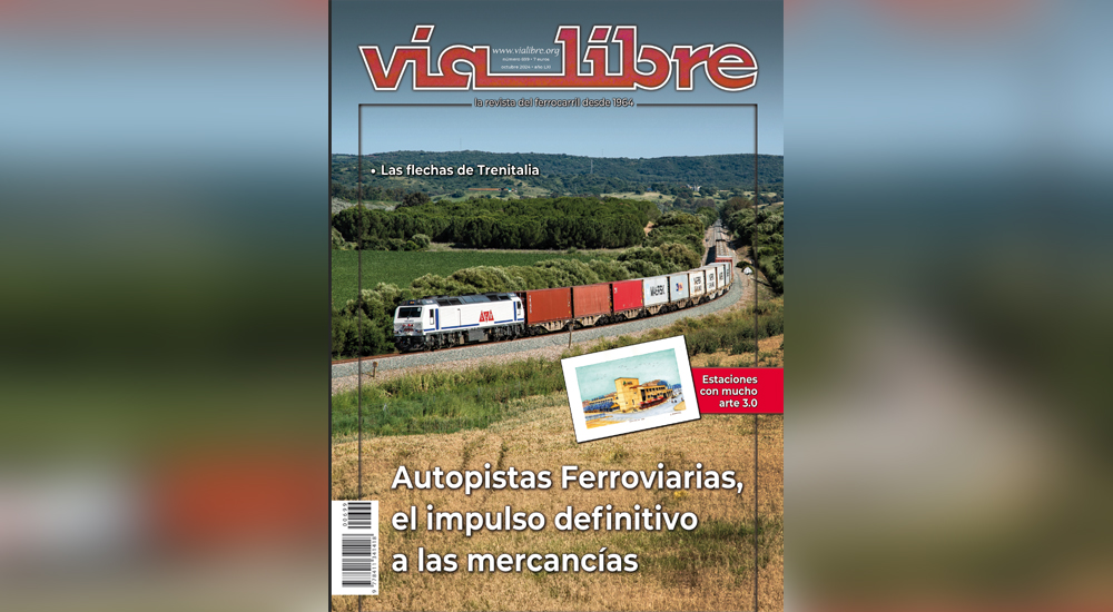 Las autopistas ferroviarias, portada de la revista Va Libre de octubre 