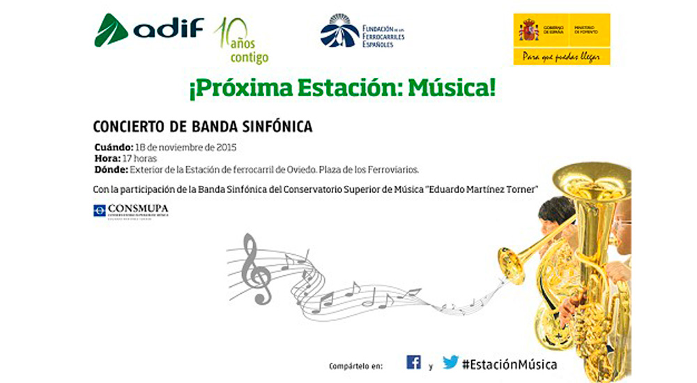 La Banda Sinfnica del Conservatorio Superior de Asturias en la estacin de Adif de Oviedo 